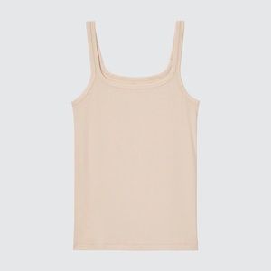 Uniqlo AIRism beige ribbed sleeveless top (silk blend)